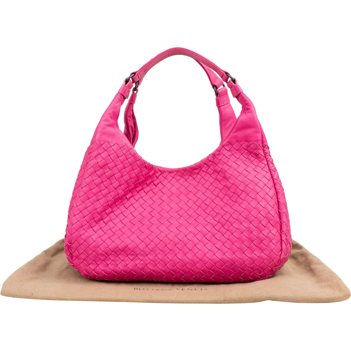 Bottega Veneta Pink Intrecciato Leather Campana Hobo Shoulder Bag