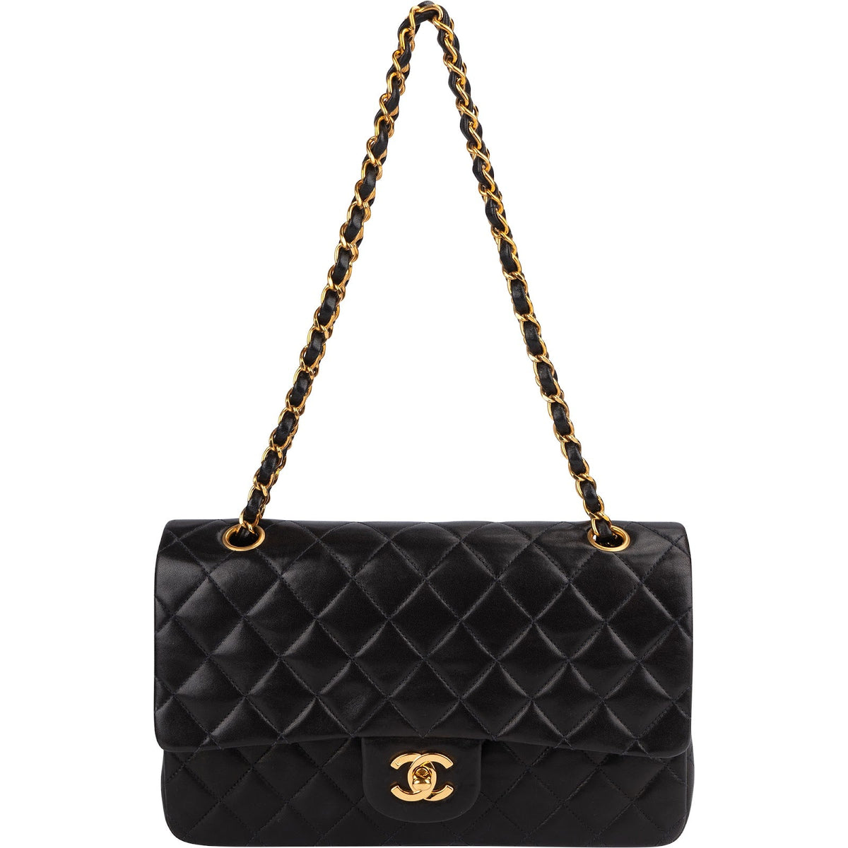 Chanel Quilted Lambskin 24K Gold Medium Double Flap Shoulder Bag
