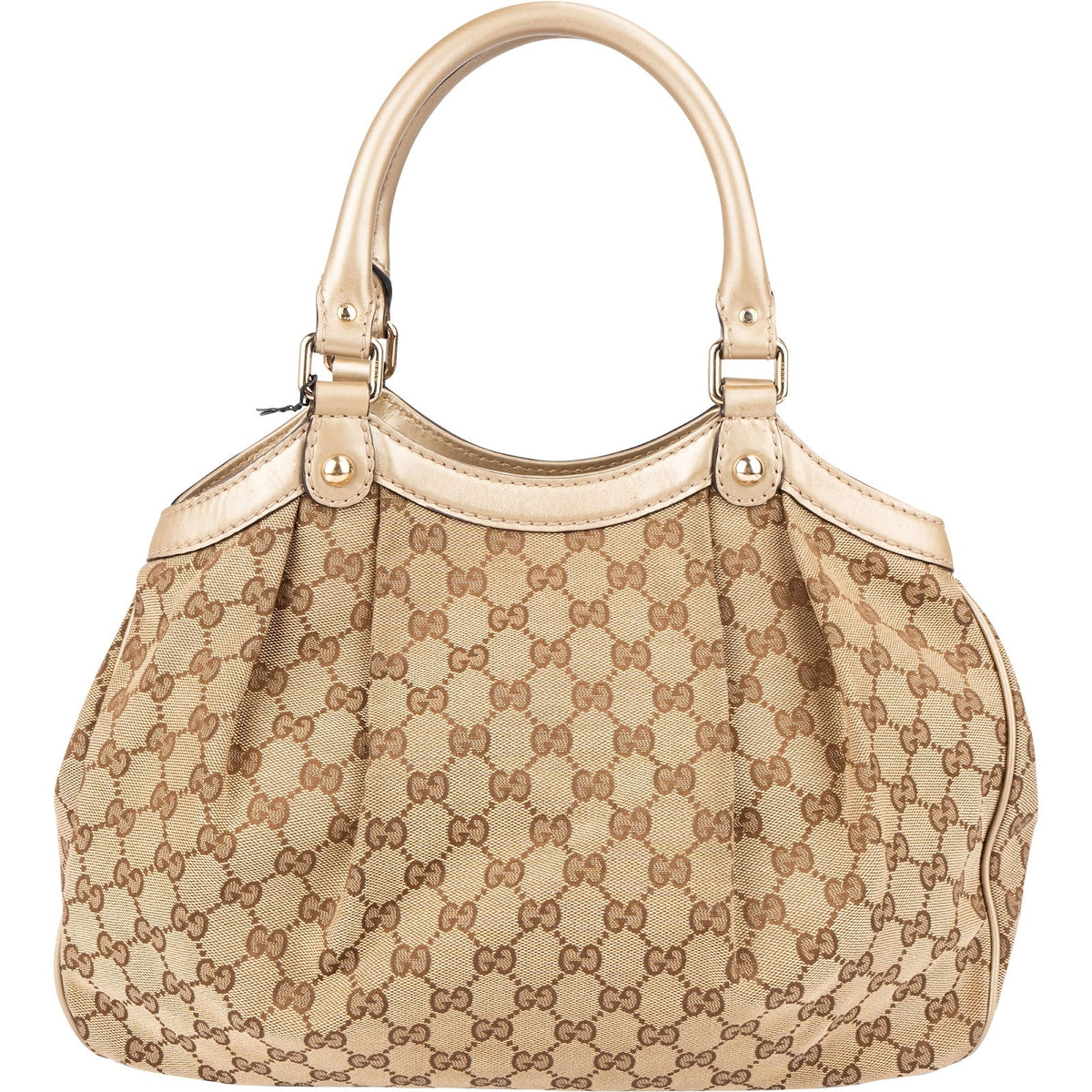 Gucci Monogram GG Canvas Metallic Leather Sukey Hobo Handbag