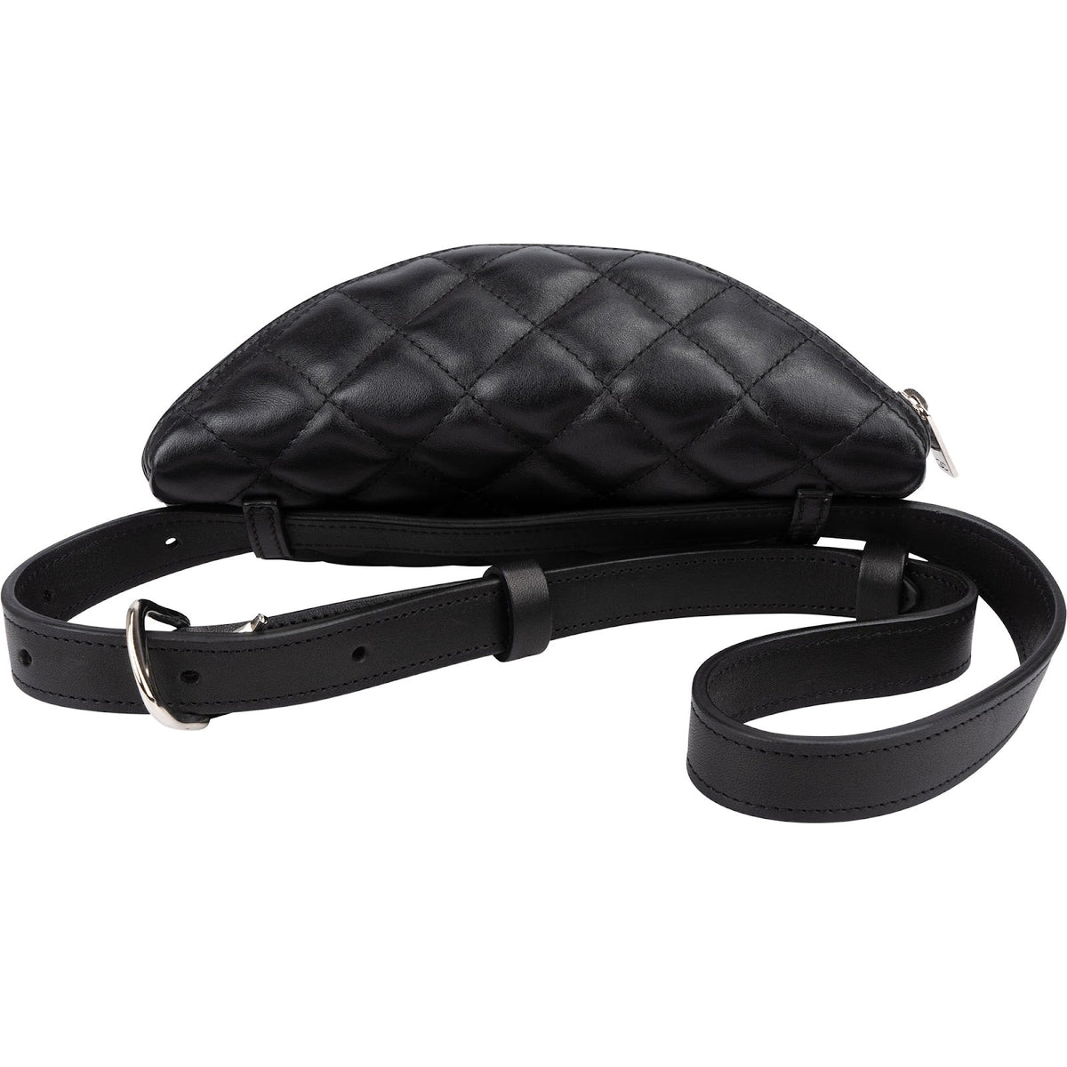Chanel Uniform Belt Bag aus schwarzem gestepptem Lammleder – Ansicht 4