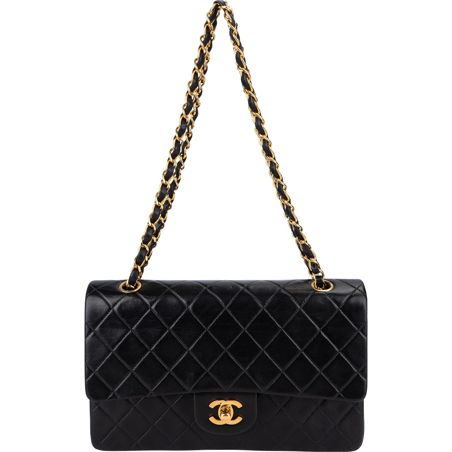 Chanel Quilted Lambskin 24K Gold Medium Double Flap Shoulder Bag