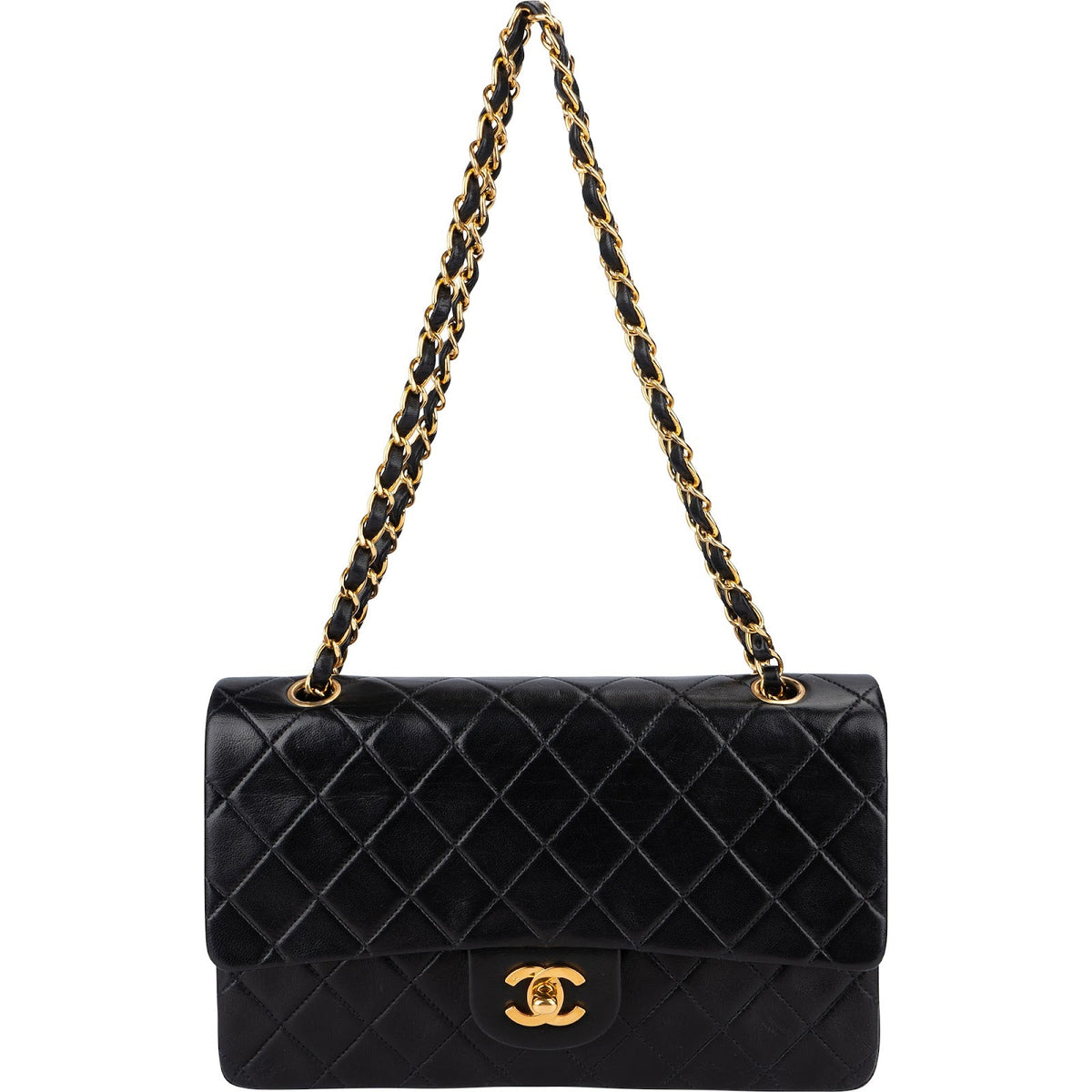 Chanel Quilted Lambskin 24K Gold Medium Double Flap Shoulder Bag