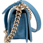 Chanel Denim Frayed Chevron Pleated Small Boy Crossbody Bag