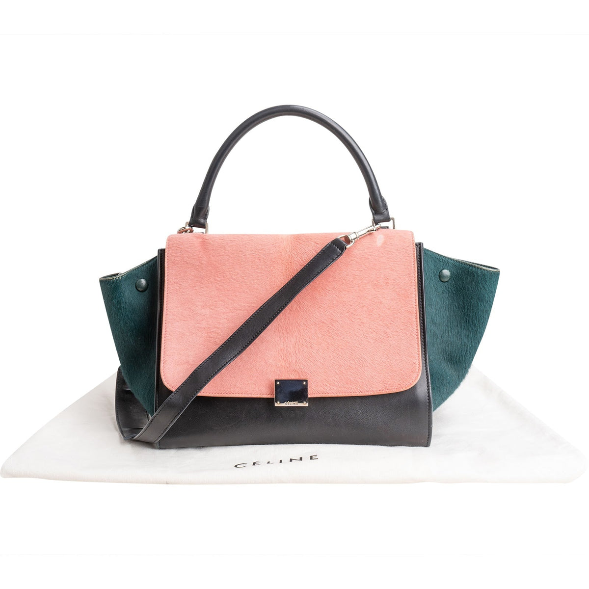 Celine Trapeze aus dreifarbigem Leder und Ponyfell – Ansicht 2