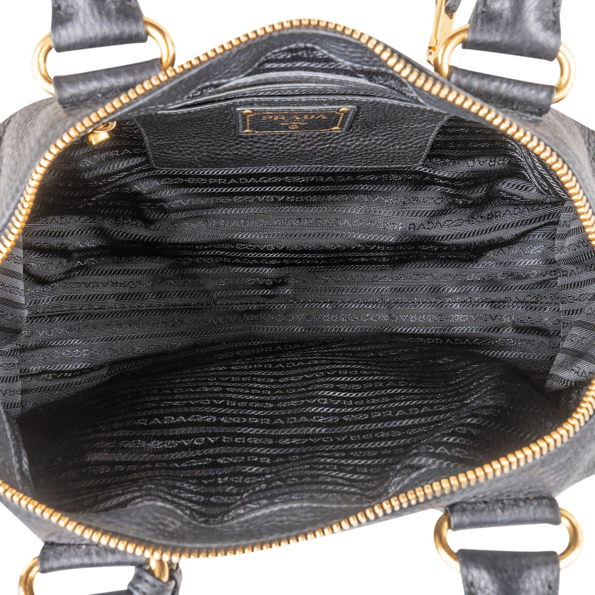 Prada Black Grained Vitello Daino Leather City Handbag