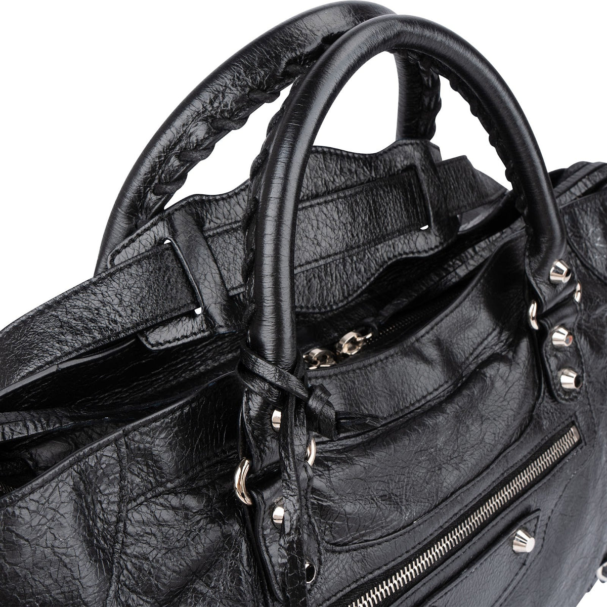 Balenciaga Black Arena Leather City Handbag