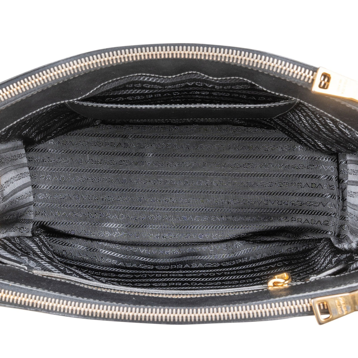 Prada Noir Saffiano Leather Small Galleria Handbag