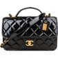 Chanel Quilted Patent Leather Top Handle Handbag