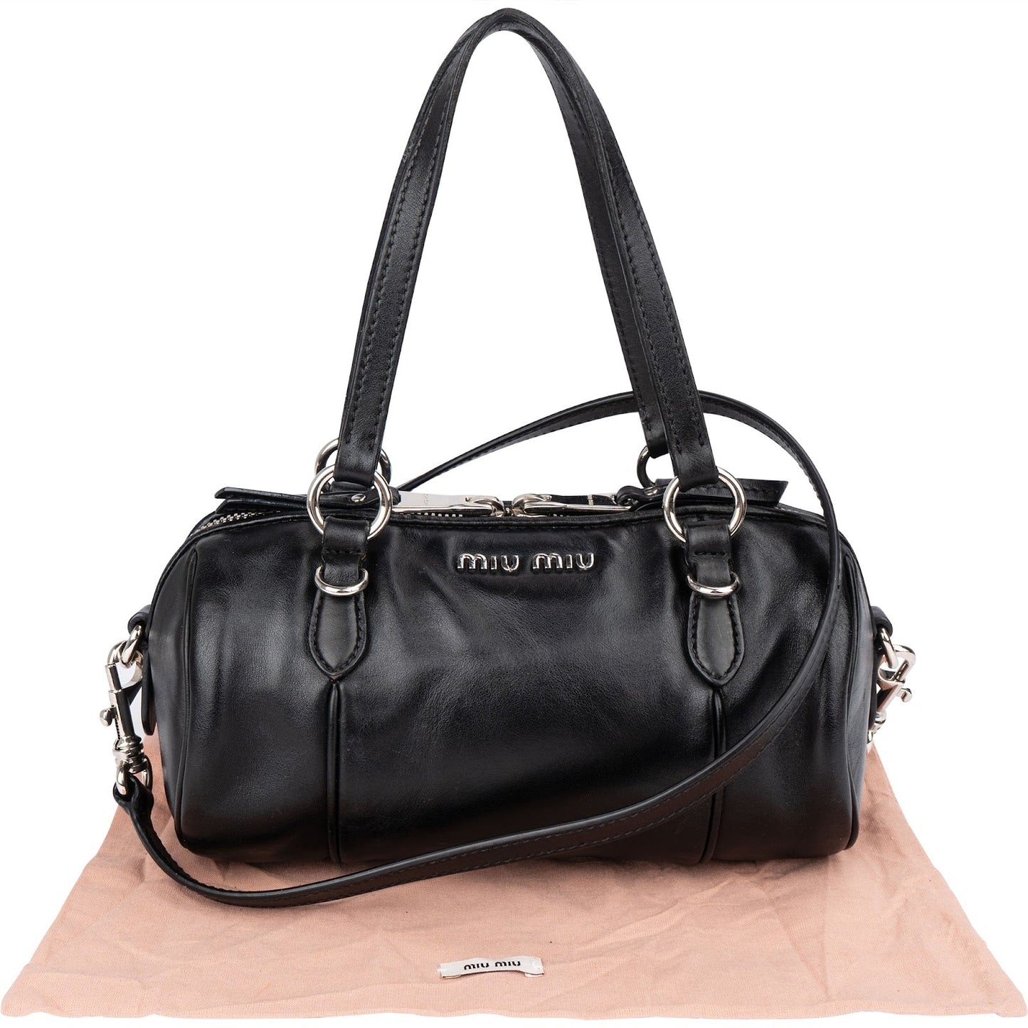 Miu Miu Soft Calf Leather Mini Boston Crossbody Handbag