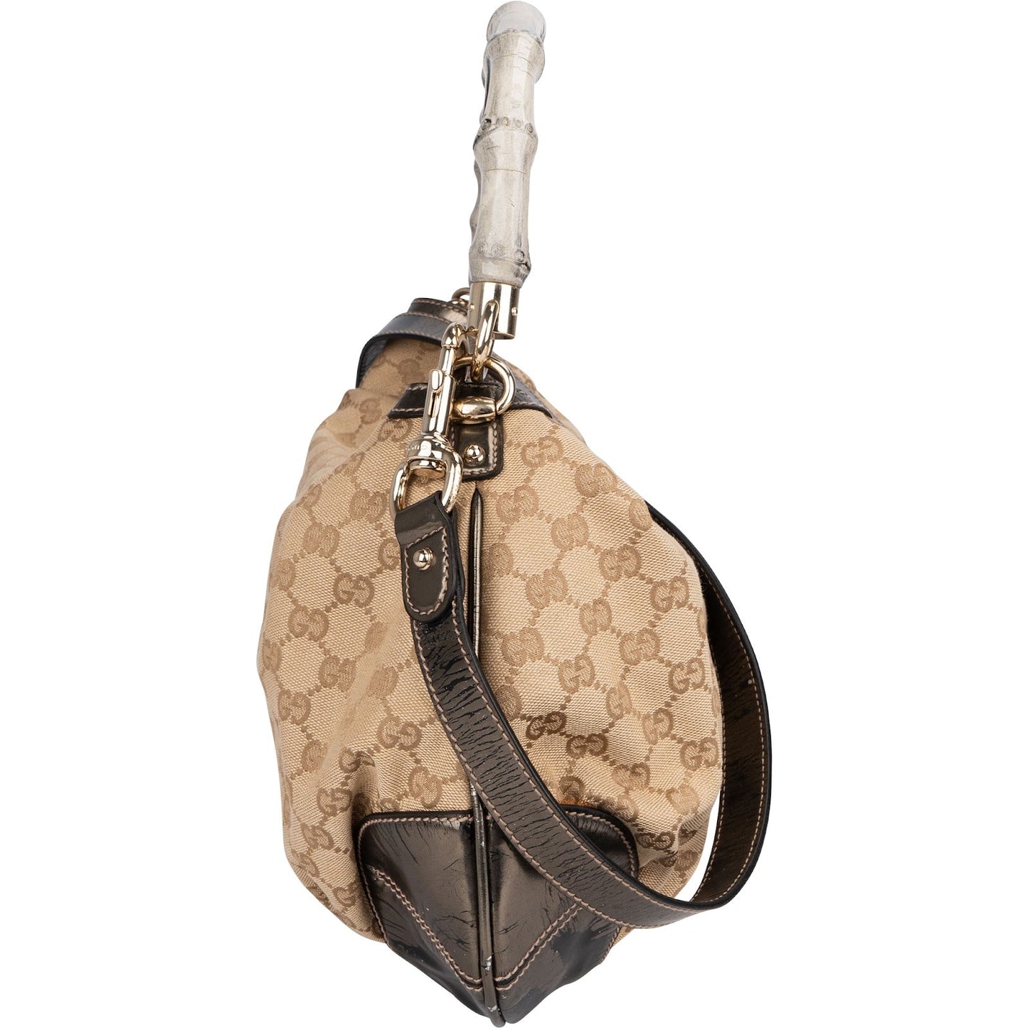 Gucci Monogram GG Bamboo Handle Shoulder Bag