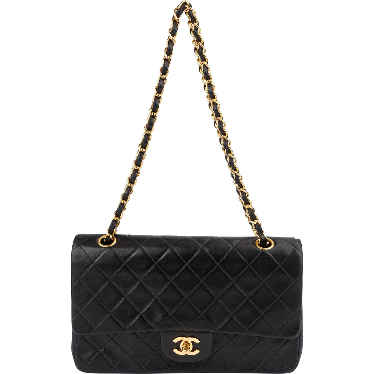 Chanel Quilted Lambskin 24K Gold Medium Double Flap Shoulder Bag