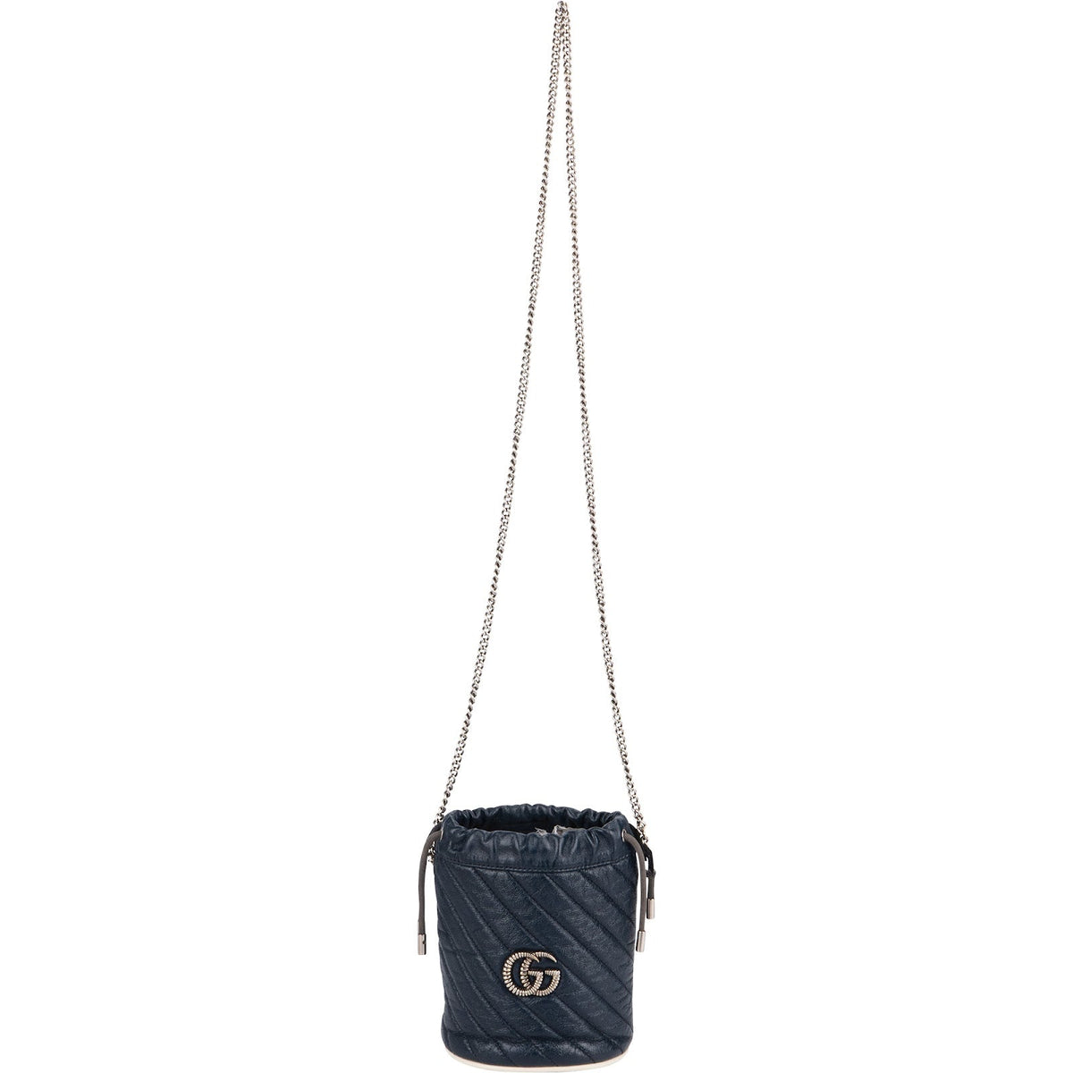 Gucci Matelassé Chevron Leather GG Marmont Mini Bucket Crossbody Bag