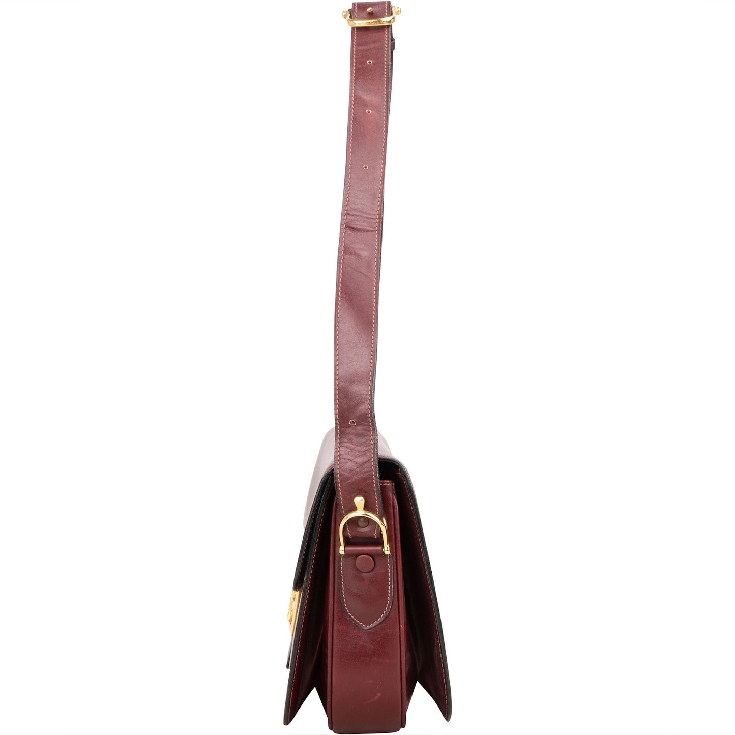 Celine Bordeaux Bocalf Flap Triomphe Shoulder Bag