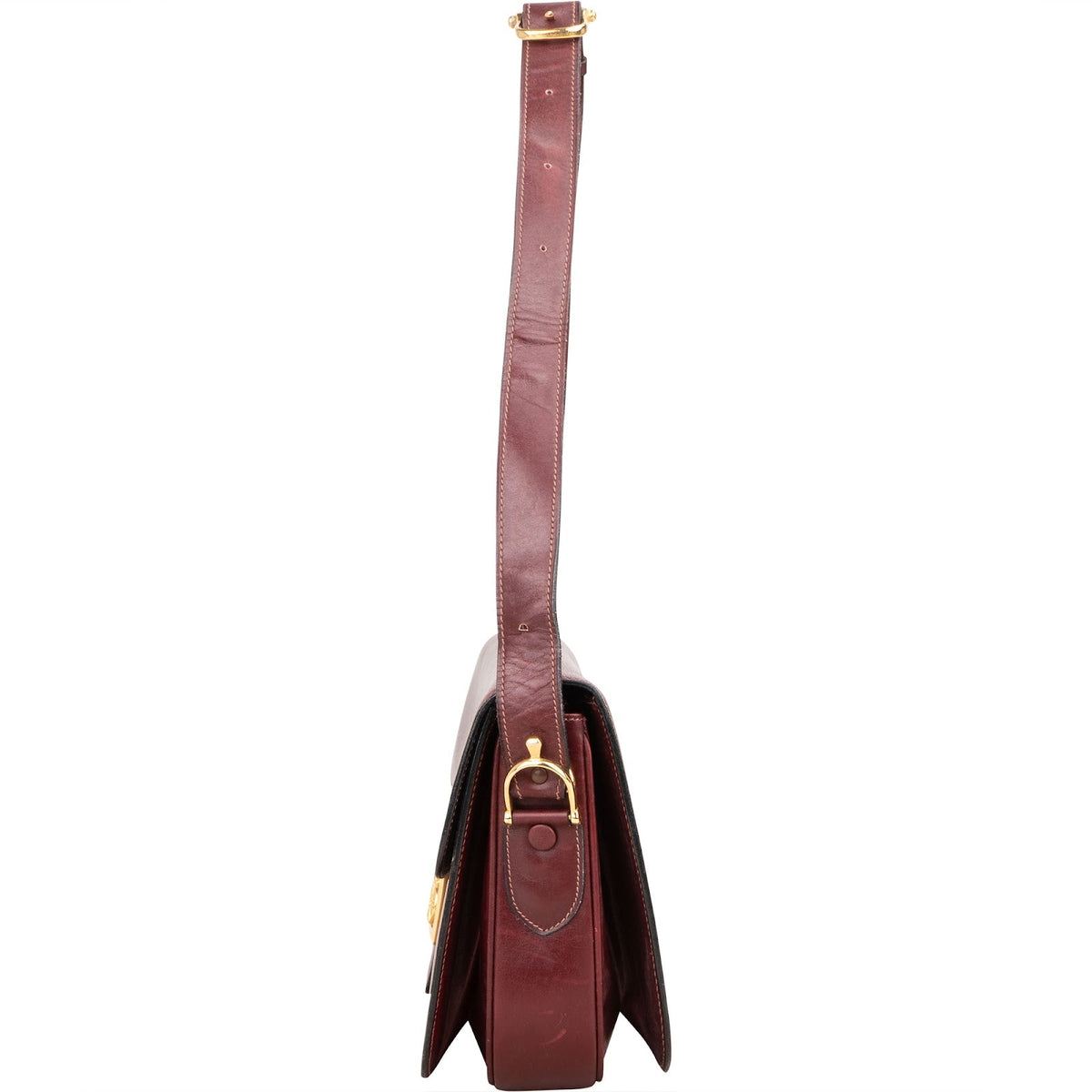 Celine Bordeaux Bocalf Flap Triomphe Shoulder Bag