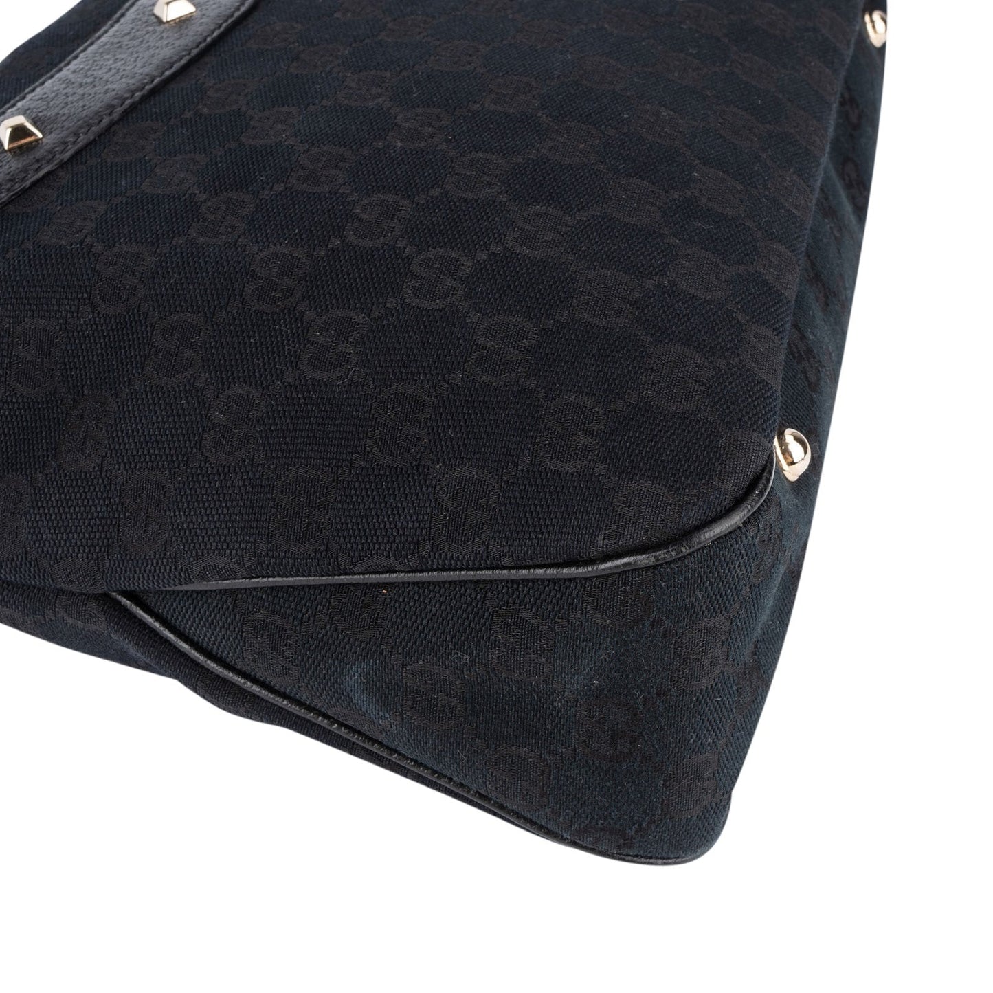 Gucci Monogram GG Studded Bamboo Hobo Handbag
