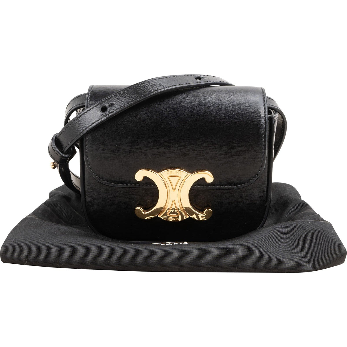 Celine Shiny Calfskin Mini Claude Triomphe Crossbody Bag