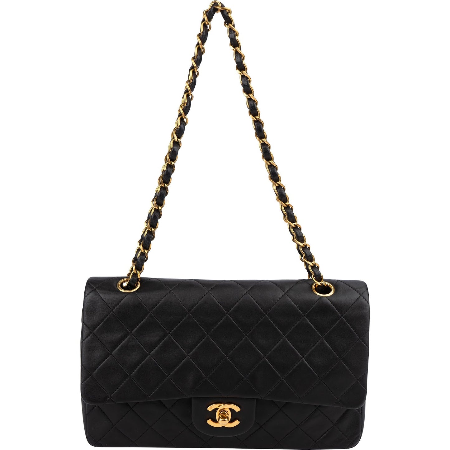 Chanel Quilted Lambskin 24K Gold Medium Double Flap Shoulder Bag