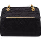 Chanel Navy Quilted Satin Top Bar 24K Gold Single Flap Small Crossbody Bag