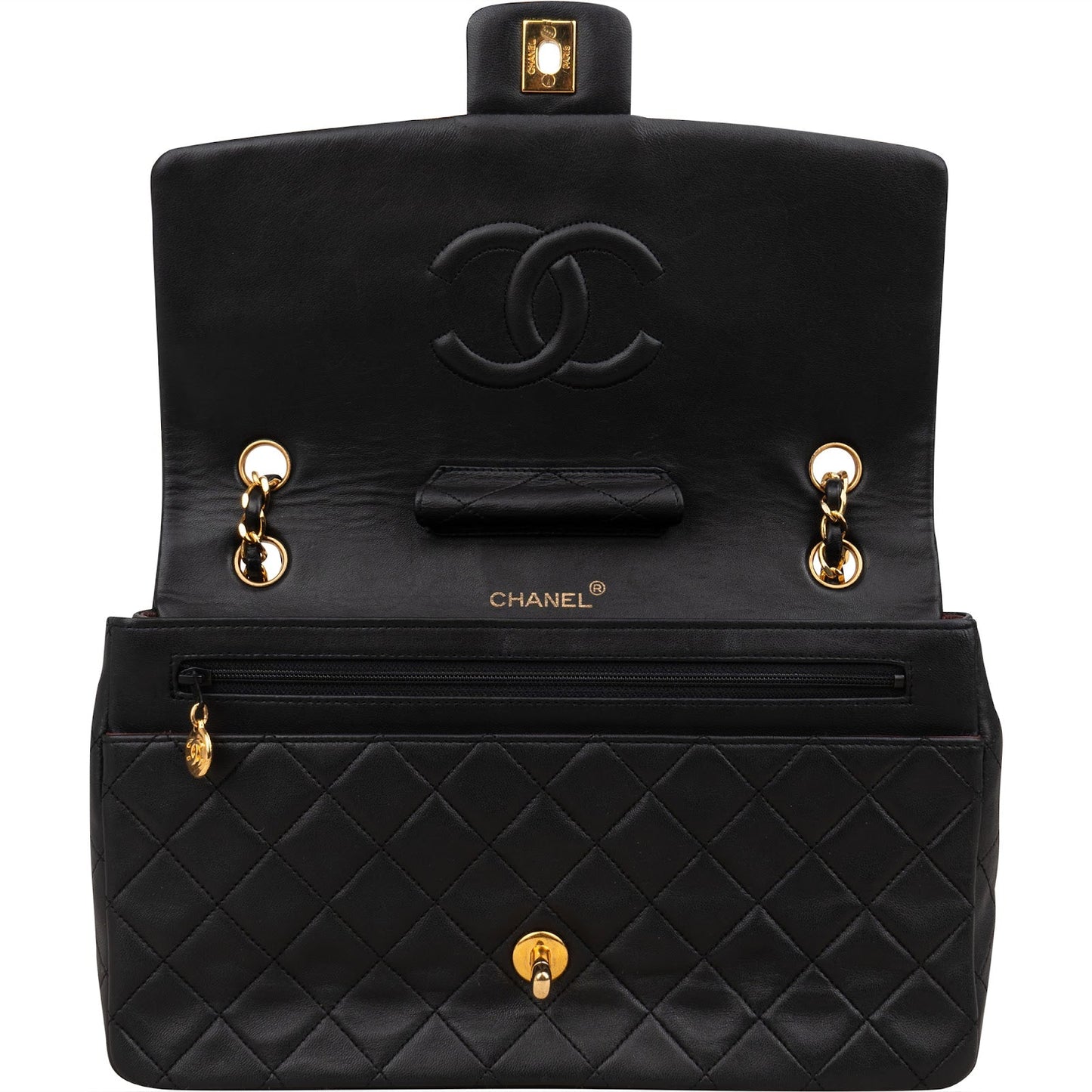 Chanel Quilted Lambskin 24K Gold Single Flap Shoulder Bag
