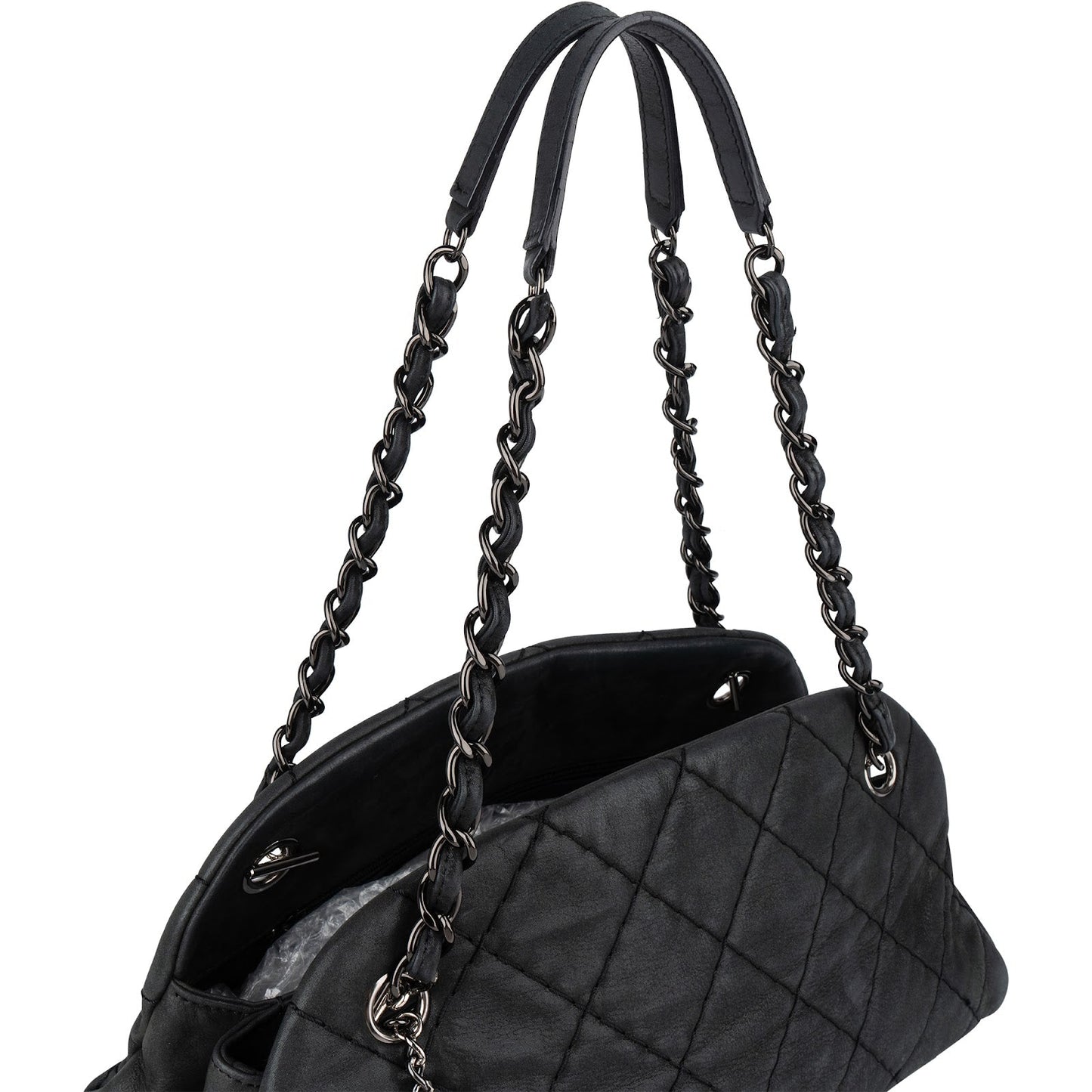 Chanel Quilted Iridescent Calfskin Just Mademoiselle Bowling CC Shoulder Bag