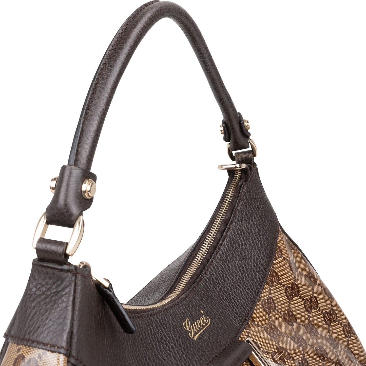 Gucci Monogram GG Crystal Abbey D-Ring Hobo Shoulder Bag
