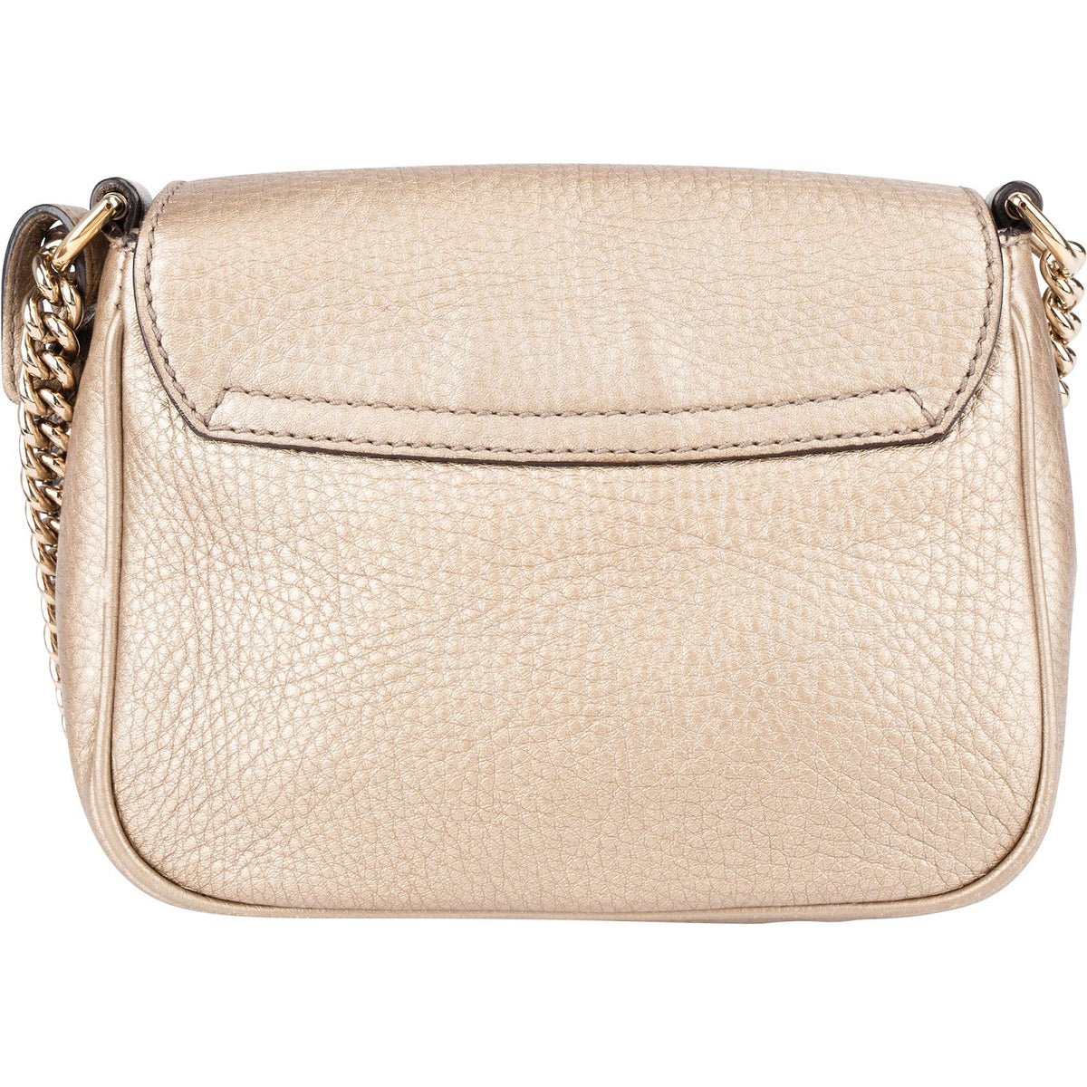 Gucci Soho Mini Saddle aus genarbtem Metallic-Leder – Ansicht 4