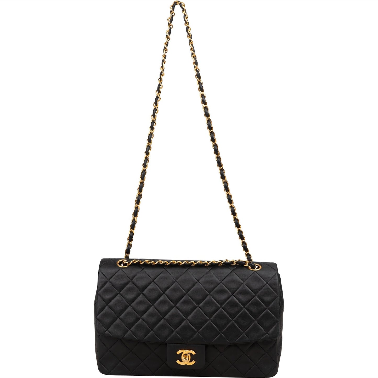 Chanel Quilted Lambskin 24K Gold Single Flap Shoulder Bag