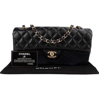 Chanel Quilted Lambskin East West Single Flap Shoulder Bag