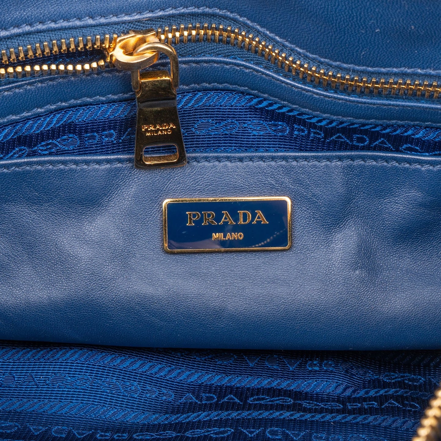 Prada Blue Tessuto Gaufre Satchel Handbag