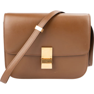 Celine Boxcalf Classic Box Medium Umhängetasche in Braun