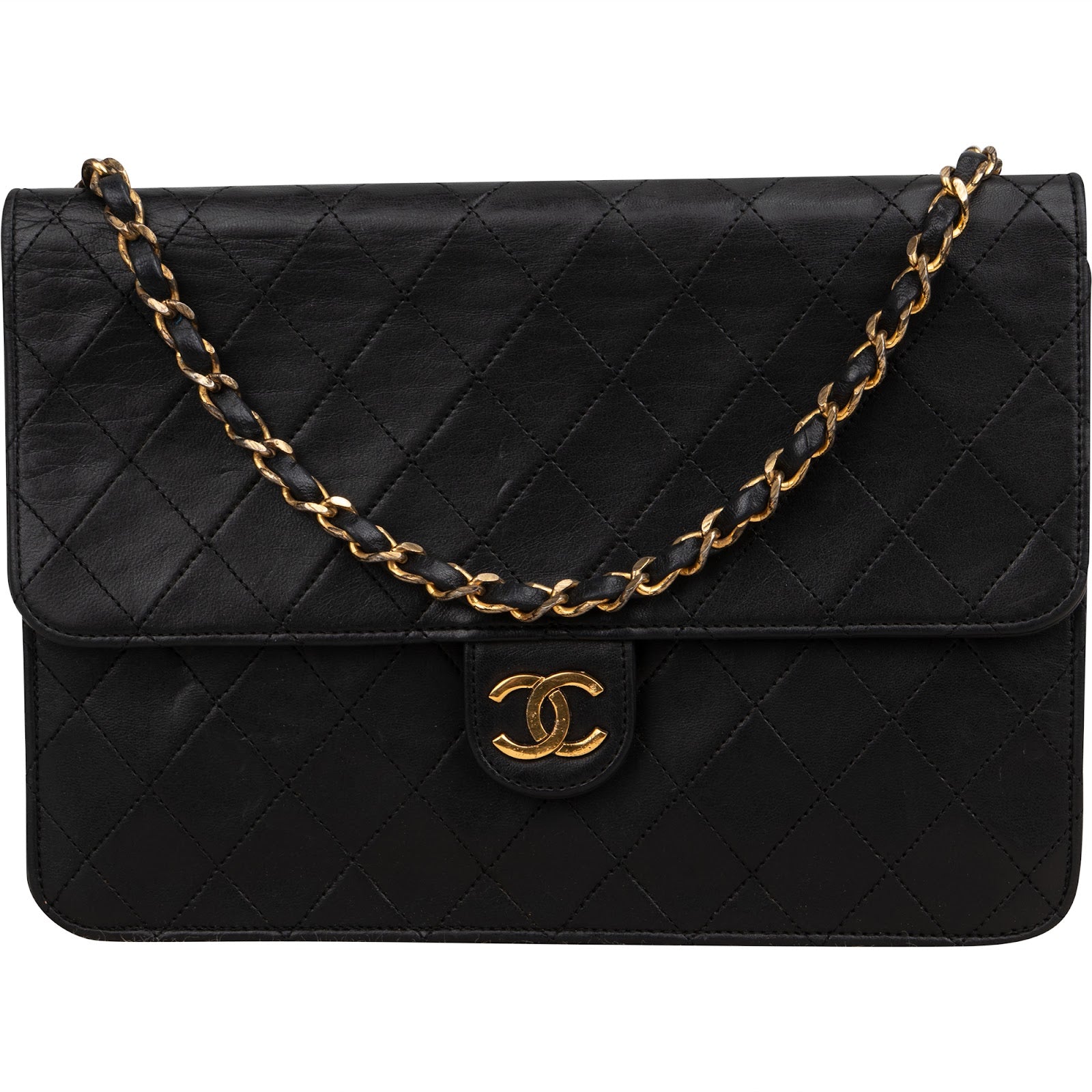 Chanel Quilted Lambskin 24K Gold Single Flap Shoulder Bag