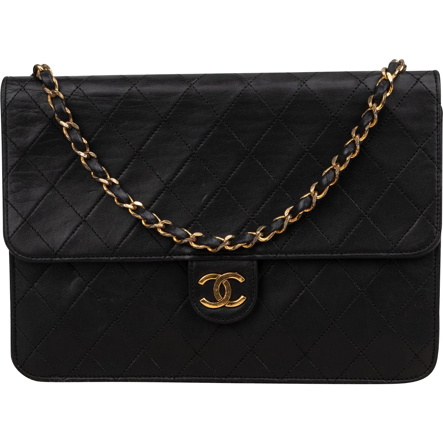 Chanel Quilted Lambskin 24K Gold Single Flap Shoulder Bag