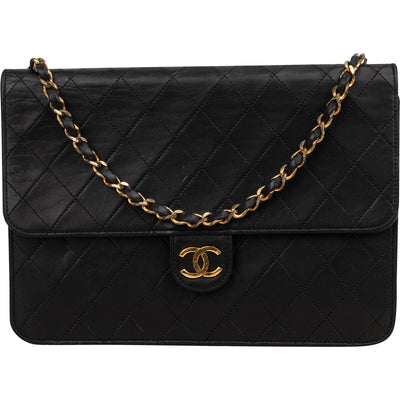 Chanel Quilted Lambskin 24K Gold Single Flap Shoulder Bag