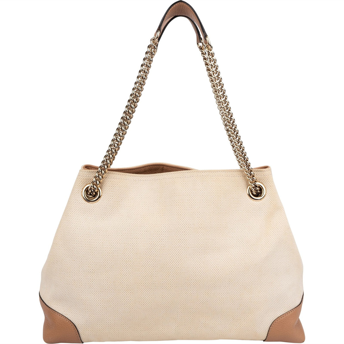 Gucci Perforated Leather Canvas GG Soho Crossbody Bag