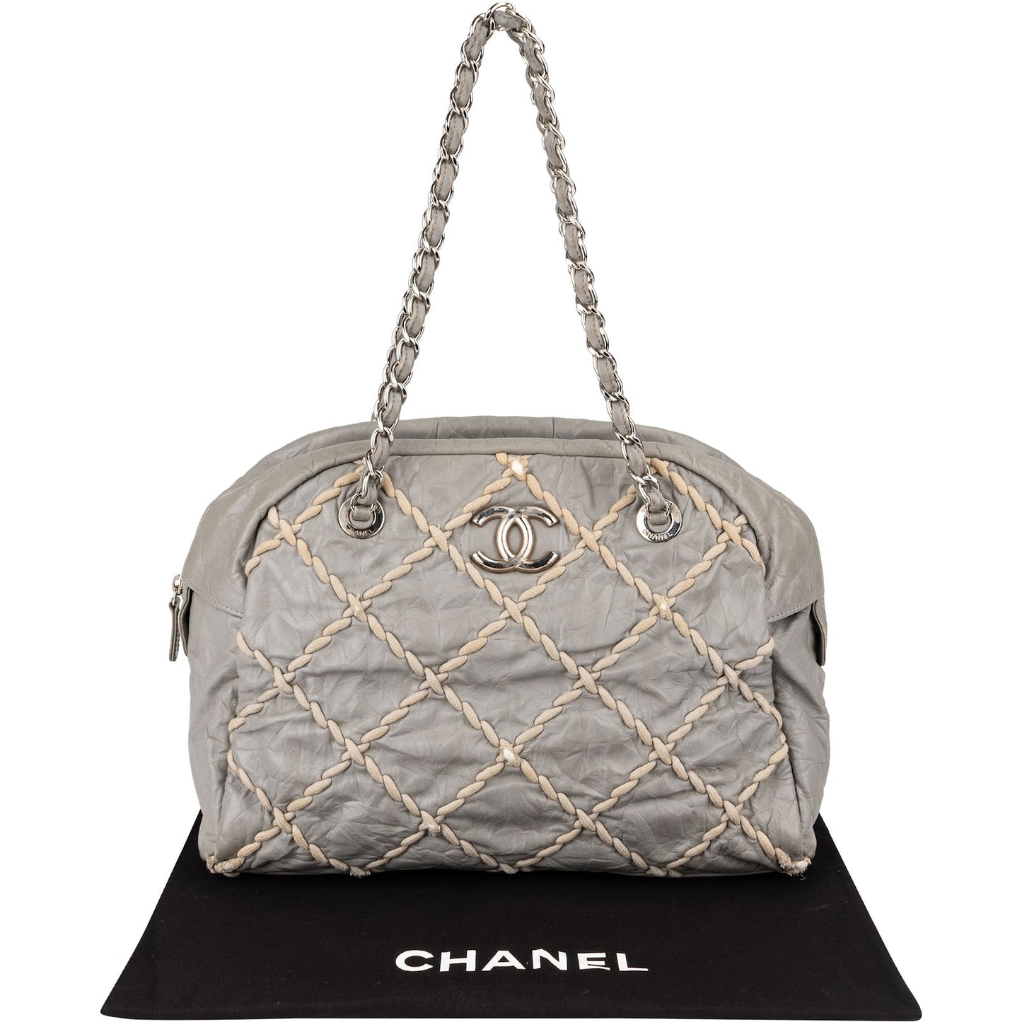 Chanel Crinkled Leather Braided Bowler Shoulder Bag