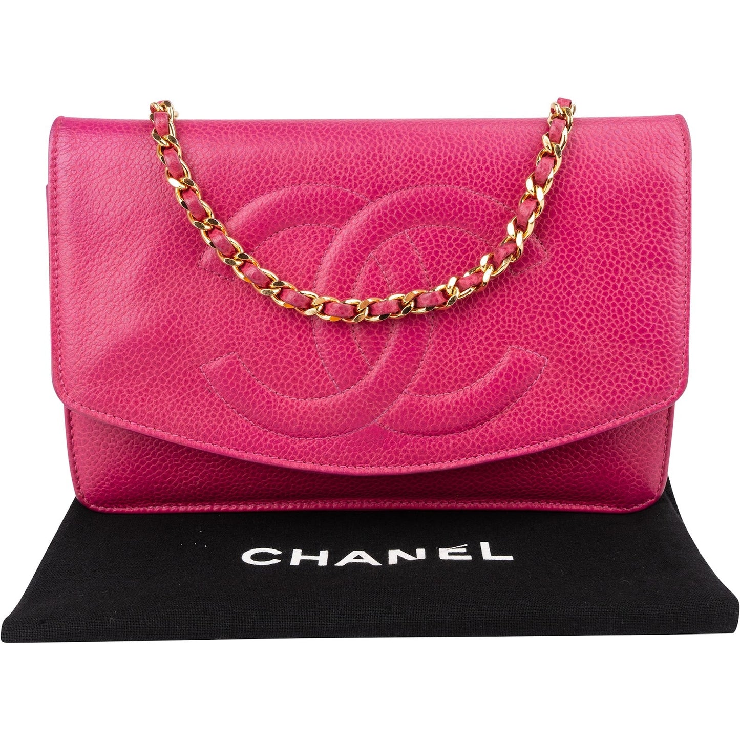 Chanel Caviar Leather Timeless CC Vintage Wallet on Chain Crossbody Bag