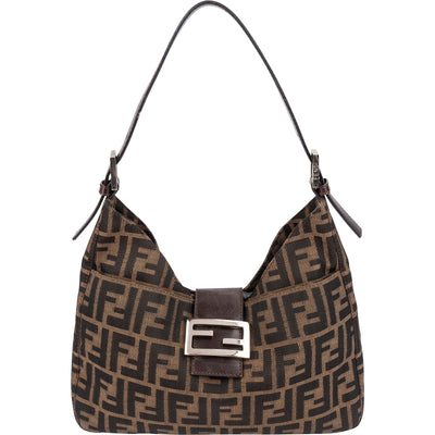 Fendi Monogram FF Zucca Canvas Baguette Buckle Shoulder Bag