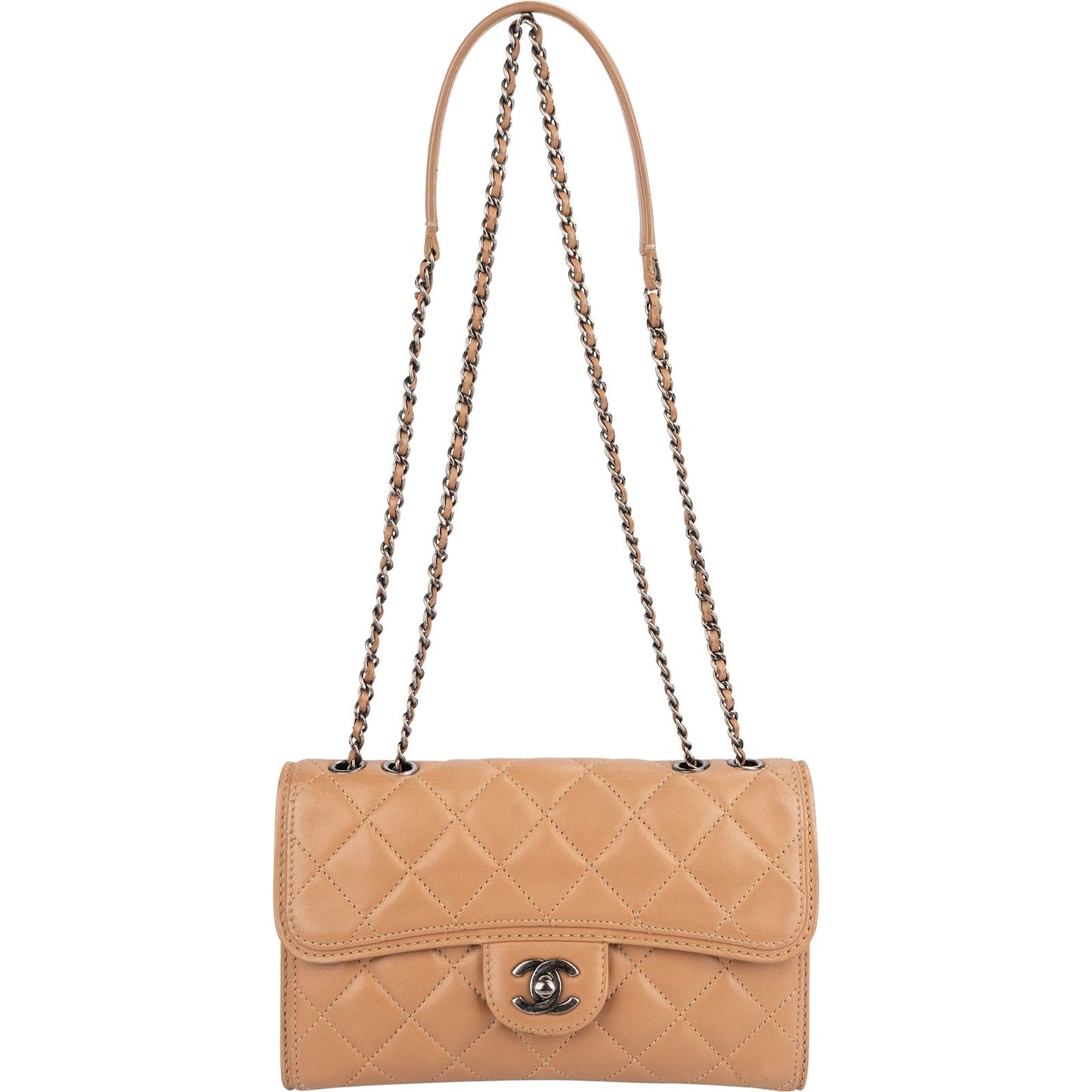 Chanel Quilted Lambskin Antique Hardware Single Flap Crossbody Bag