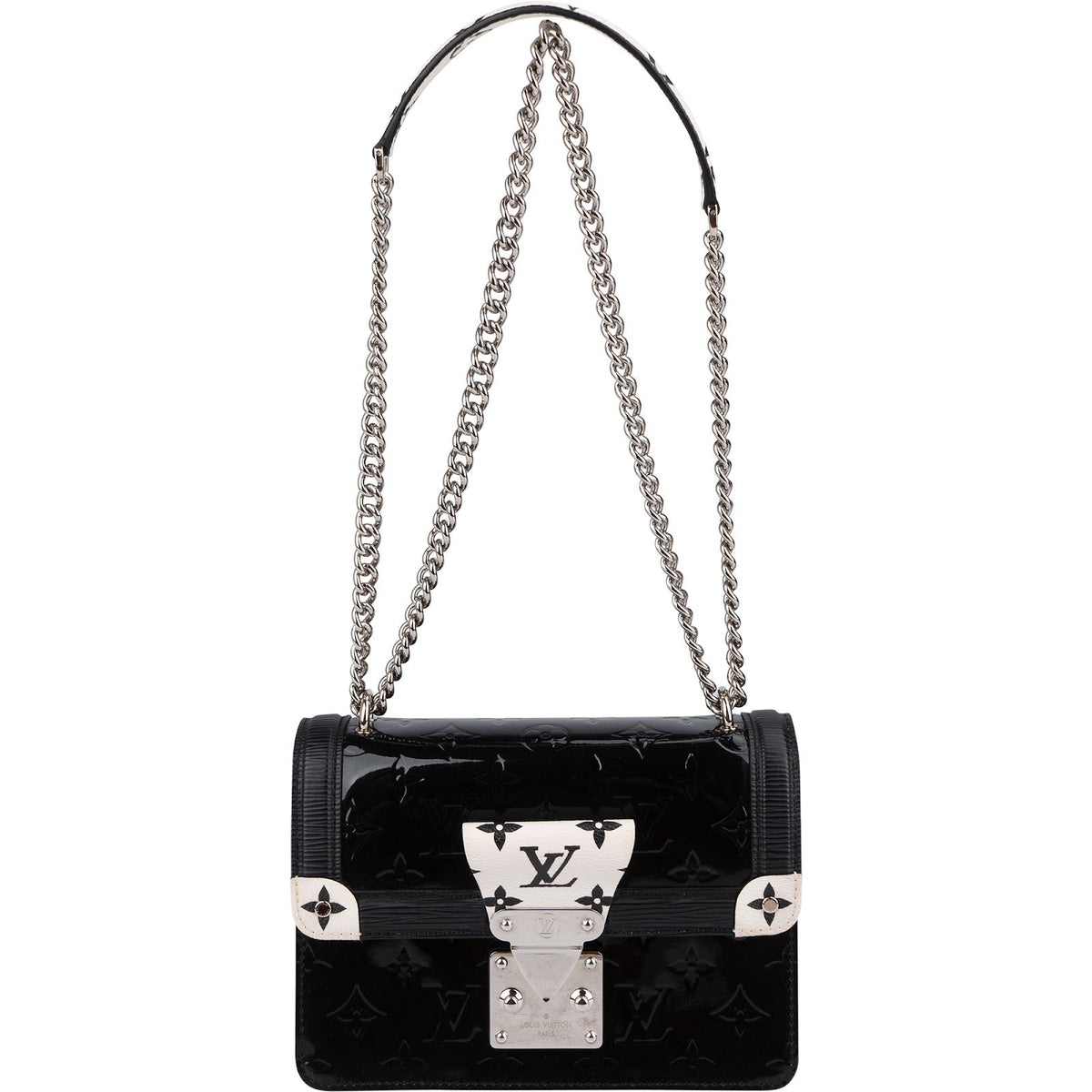 Louis Vuitton Monogram Canvas Black & White Vernis Leather Wynwood Trunk Crossbody Bag