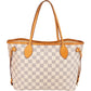 Louis Vuitton Damier Azur Canvas Neverfull PM aus Damier Azur Canvas und Vachetta-Leder – Vorderansicht