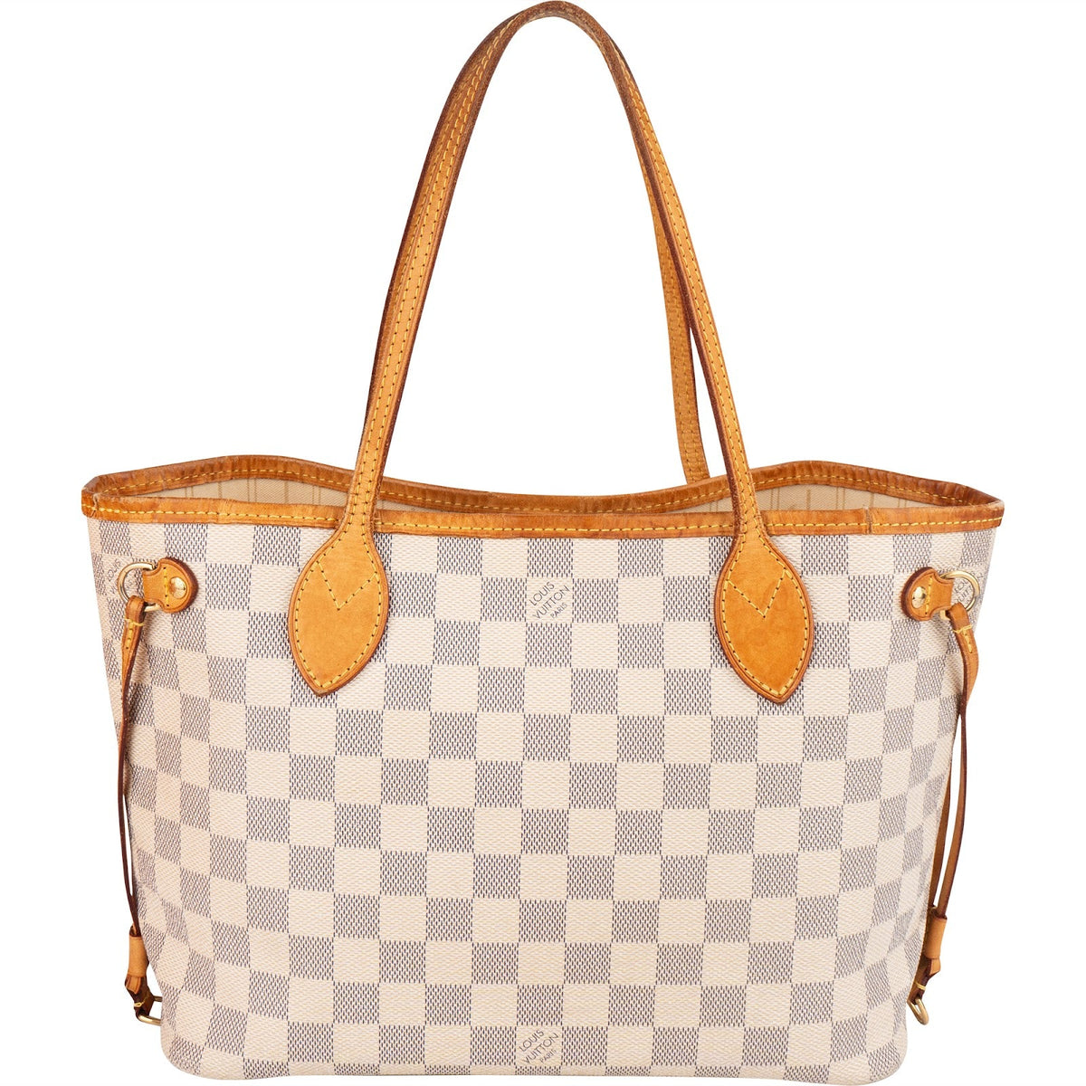 Louis Vuitton Damier Azur Canvas Neverfull PM aus Damier Azur Canvas und Vachetta-Leder – Vorderansicht