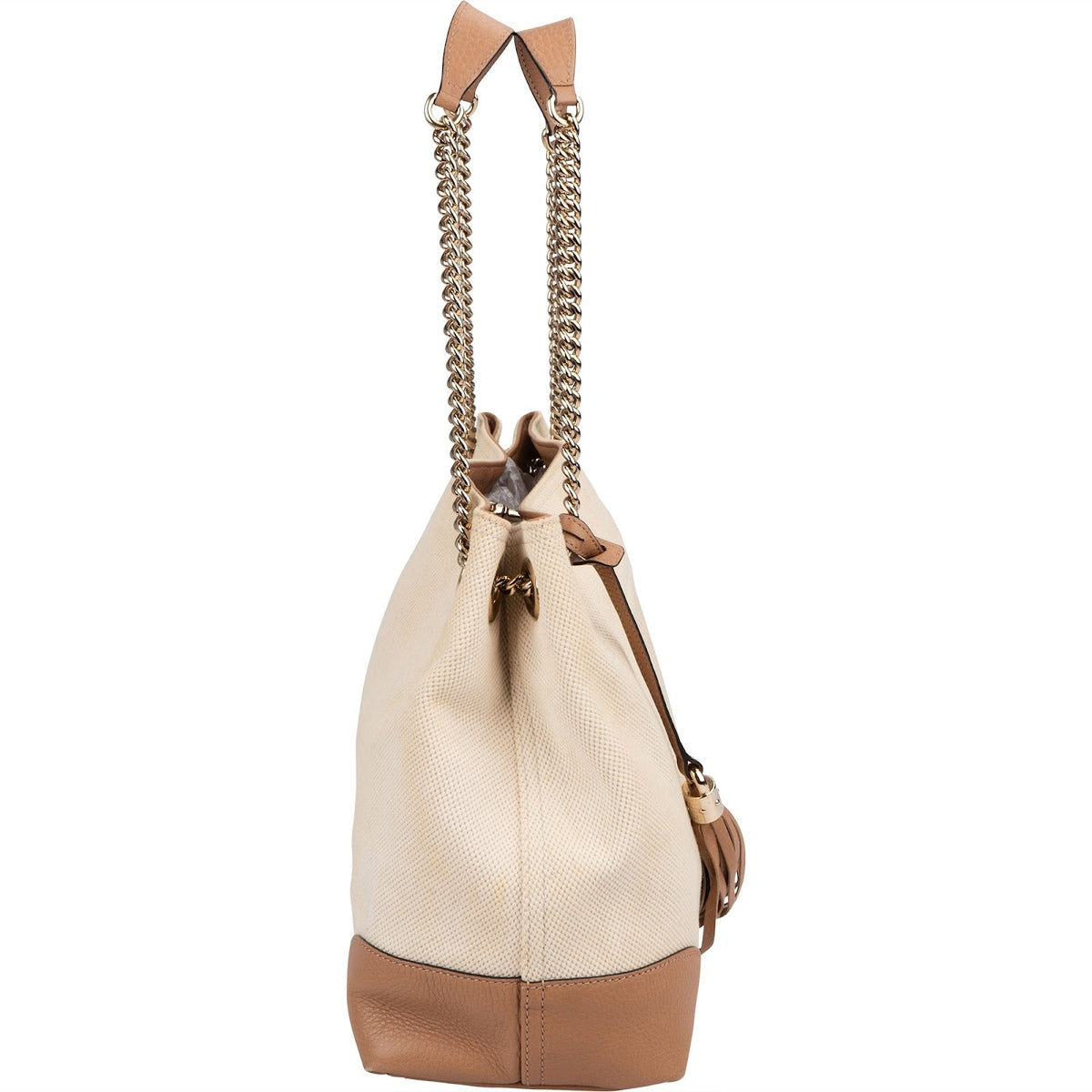 Gucci Perforated Leather Canvas GG Soho Crossbody Bag