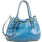 Miu Miu Blue Vitello Lux Leather Small Front Bow Handbag