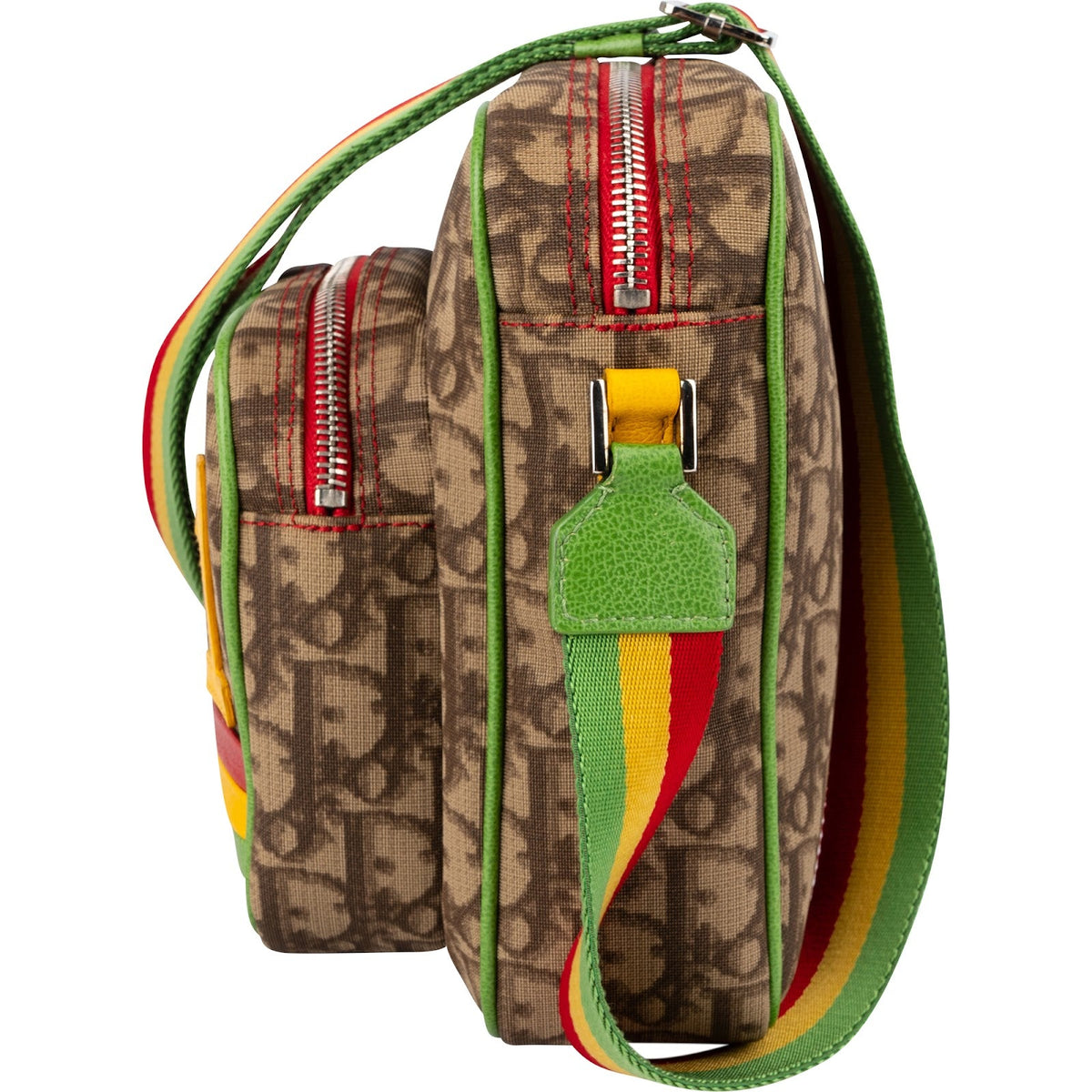 Christian Dior Trotter Monogram Multicolor Striped Rasta Messenger Crossbody Bag
