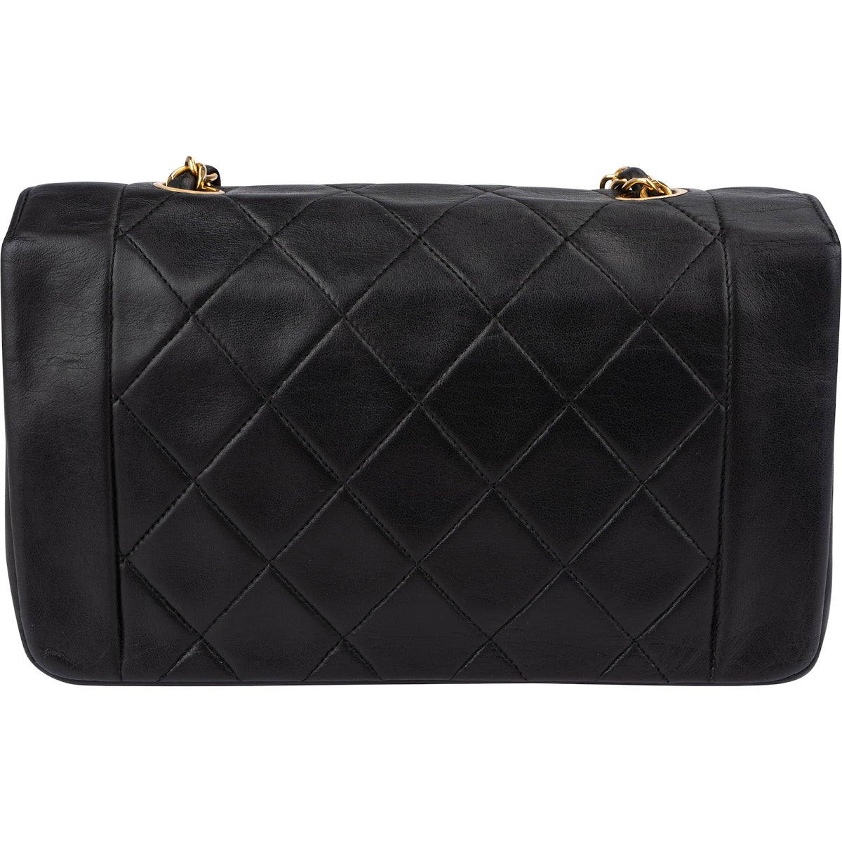 Chanel Quilted Lambskin 24K Gold Diana Single Flap Crossbody Bag