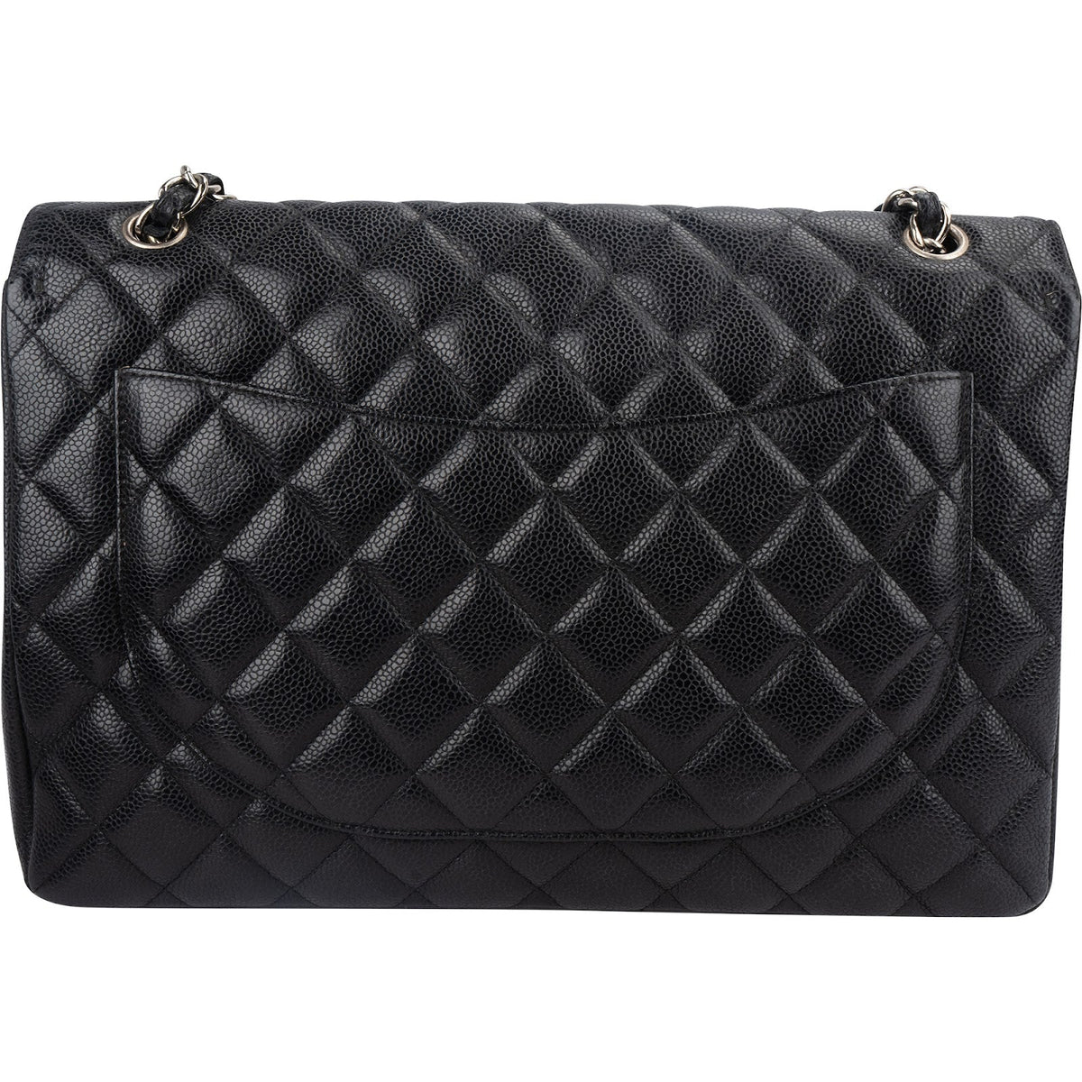 Chanel Quilted Caviar Leather Palladium Maxi Single Flap Crossbody Bag