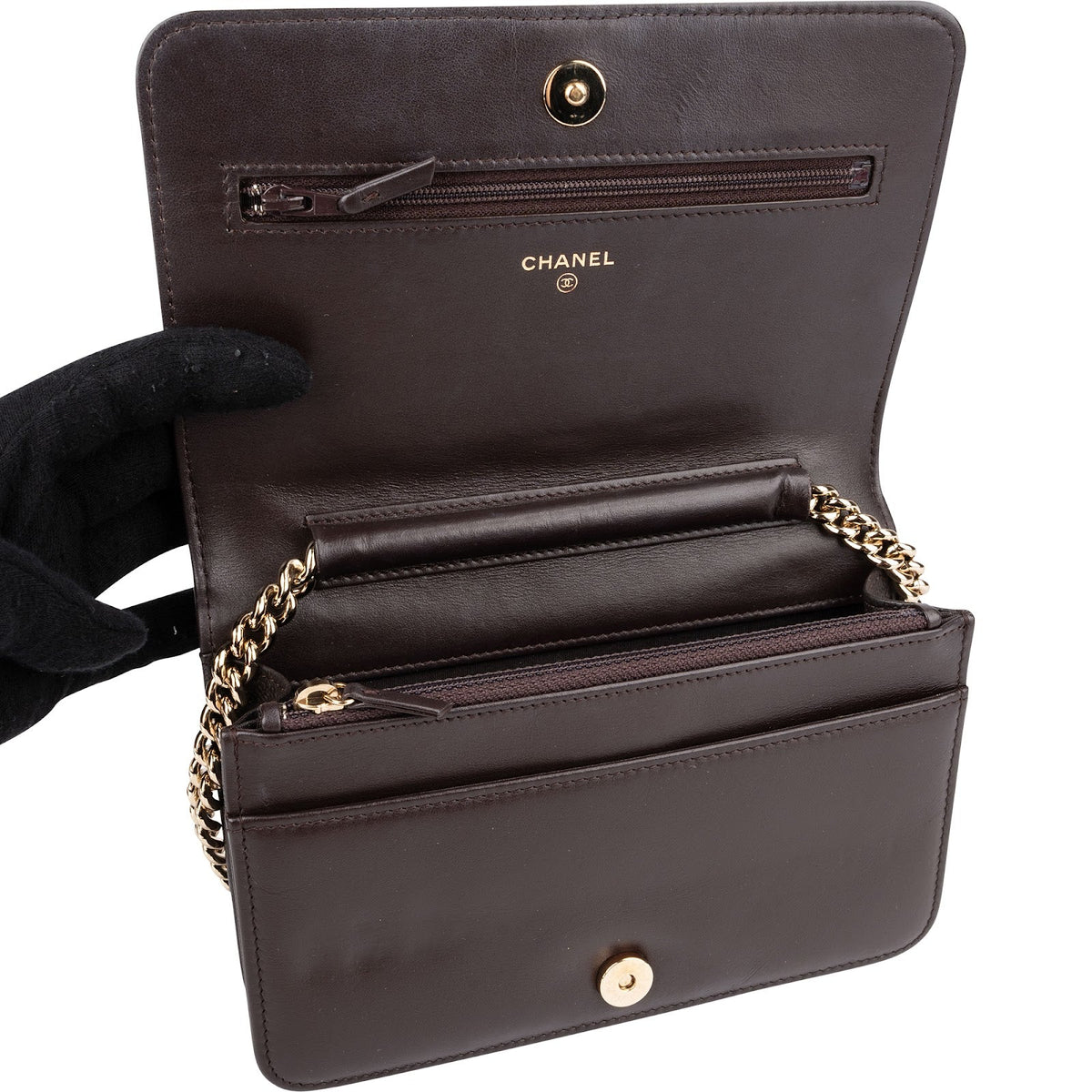 Chanel Quilted Caviar Leather Boy Wallet On Chain Crossbody Bag