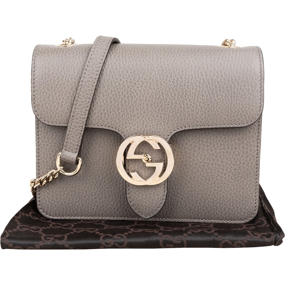 Gucci Grained Leather Interlocking GG Small Crossbody Bag