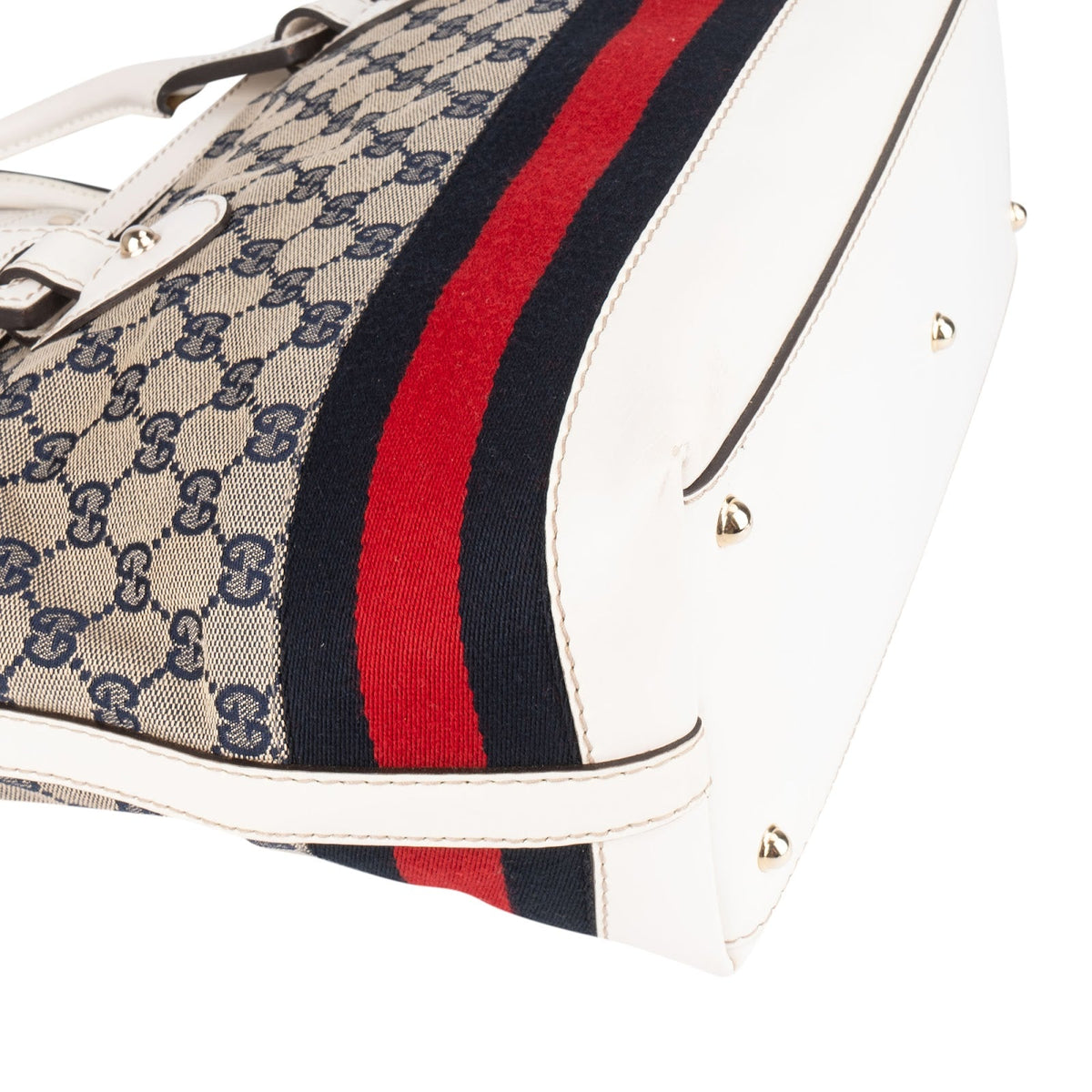 Gucci Monogram GG Canvas Sherry Line White Tote Shoulder Bag