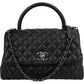 Chanel Quilted Caviar Leather Palladium Coco Handle Single Flap Handbag